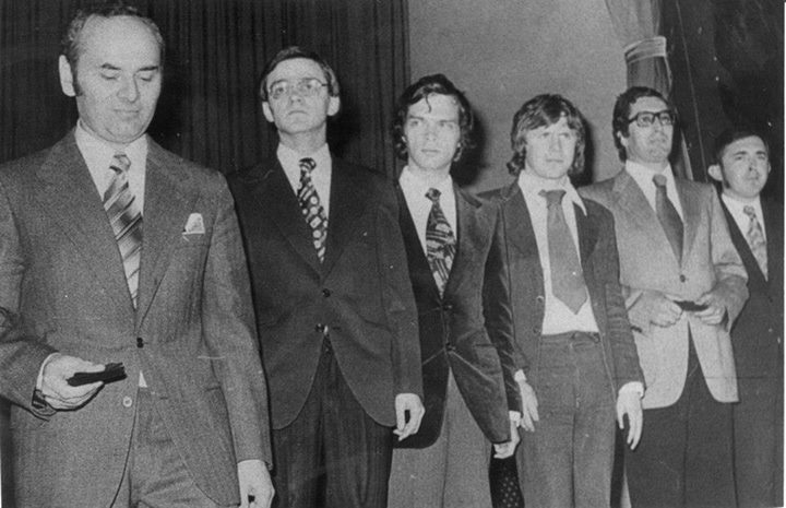 Az olimpiai bajnok csapat tagjai: Portisch Lajos, Ribli Zoltán, Sax Gyula, Adorján András, Csom István, Vadász László (1978, Buenos Aires)